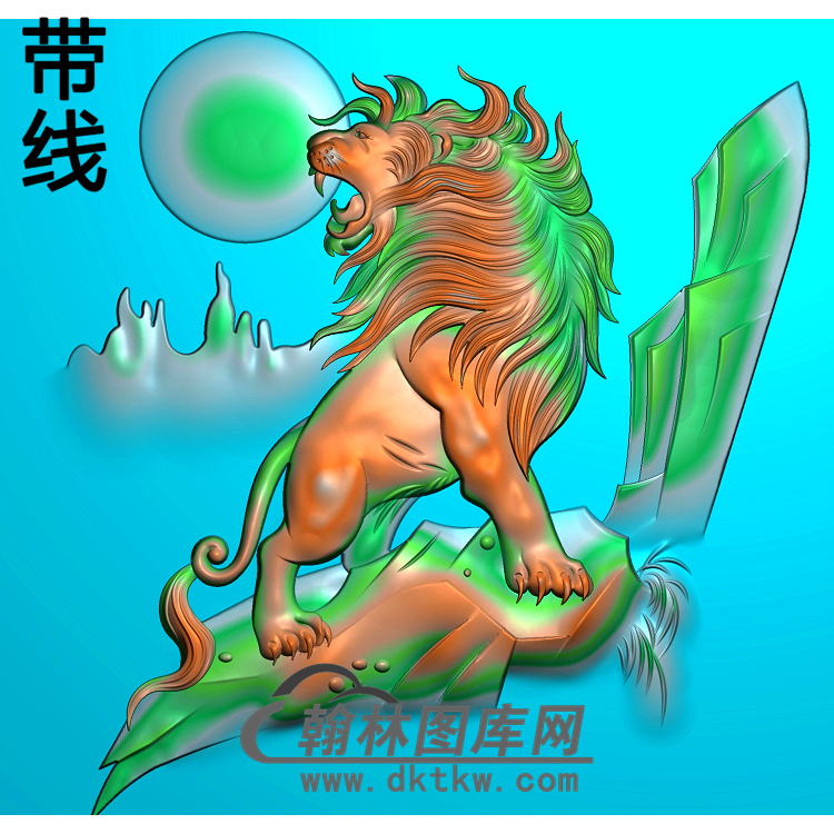 DW-060-动物系列狮子精雕图(SZ-009)展示