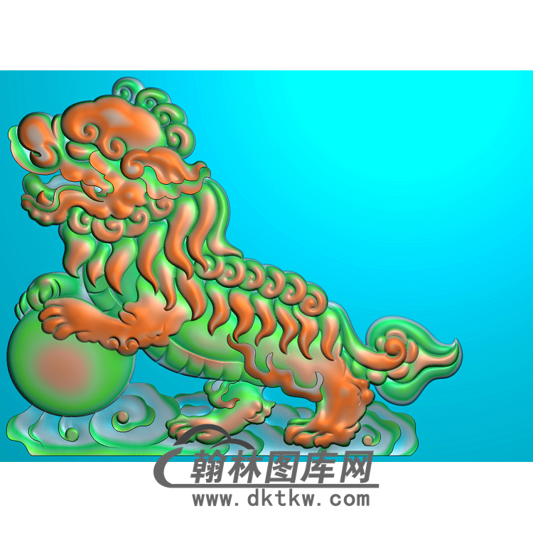 狮子滚球无线精雕图(SZ-046)展示