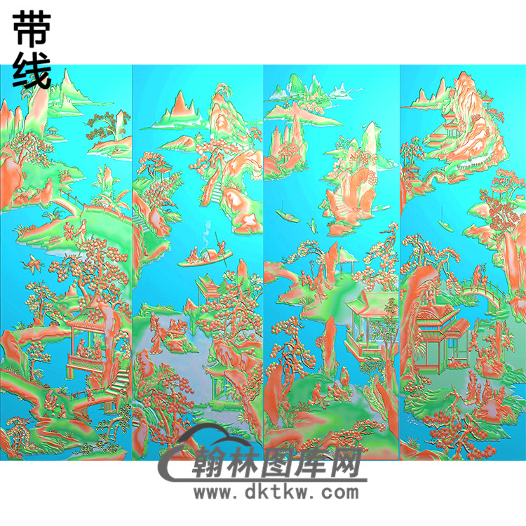 山水人物长线2精雕图(SSTT-020）展示