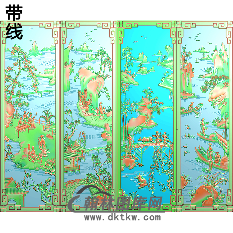 渔樵耕读精雕图11展示
