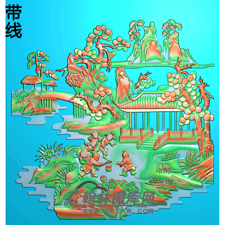 SSRW-0042-百子顶箱柜上门板（4）精雕图(SSRW-064)展示