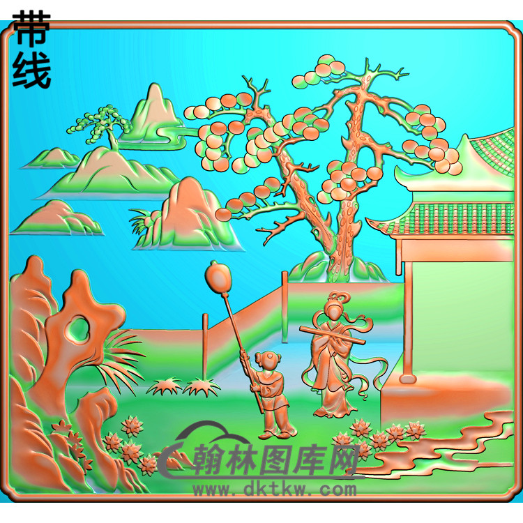 山水人物上门板2精雕图(SSRW-113)展示