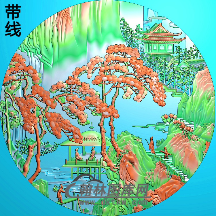 SSJZ-007-唐伯虎山水精雕图（SSFJ-096）展示