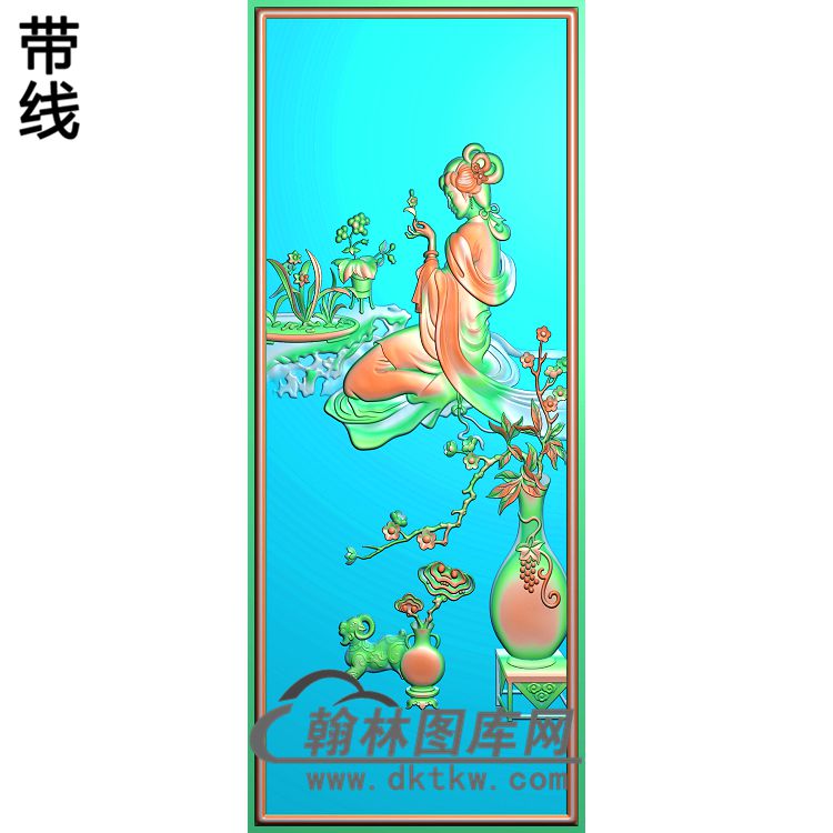 SN-1392-仕女背板精雕图（SN-103）展示