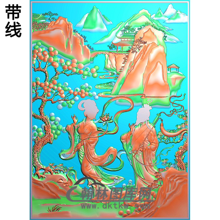 BX-0010-八仙人物多宝格(吕洞宾.何仙姑)1精雕图(BX-026)展示