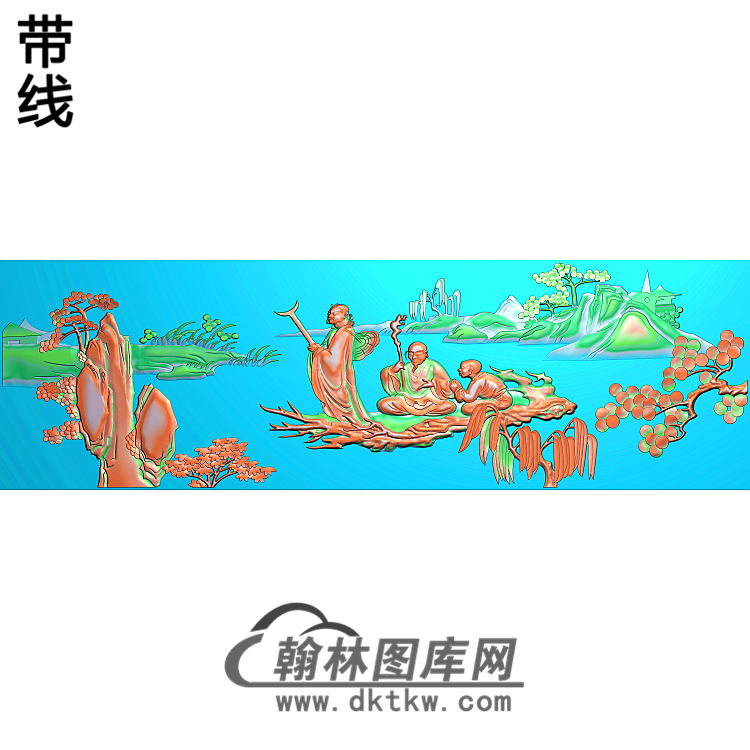 SSRW-0037-八仙罗汉床山水人精雕图(BX-135)展示