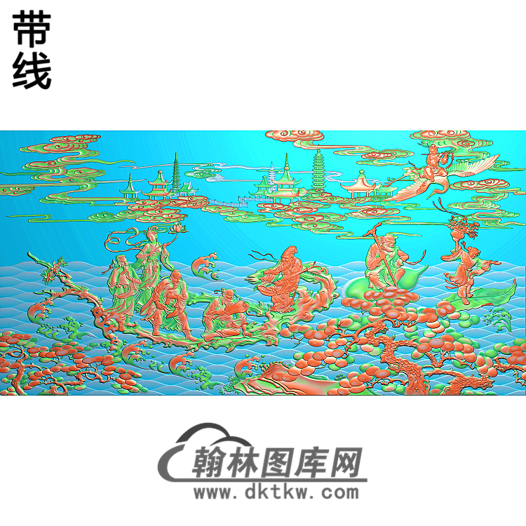 八仙过海精雕图(BX-163)展示