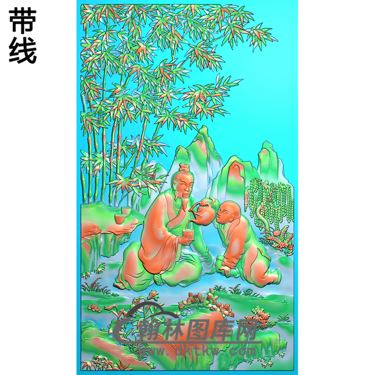 363玉川品茶精雕图(GD-015)展示