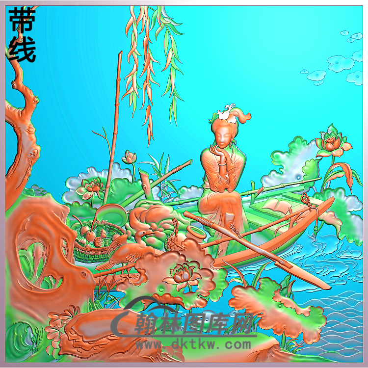 GD-2003-四大才女（李清照）有线精雕图(GD-093)展示