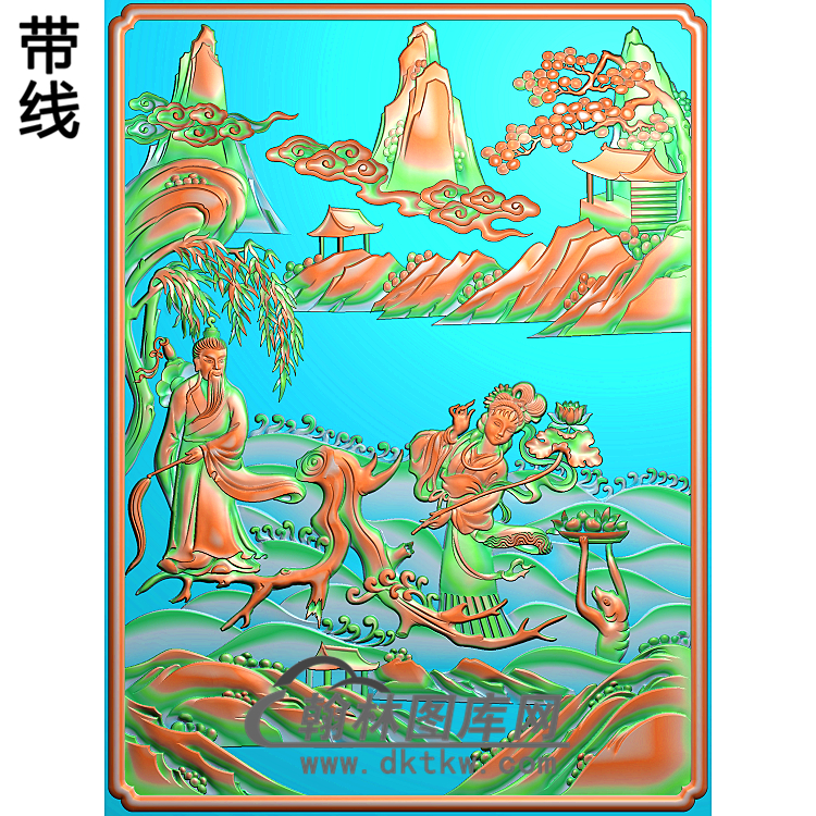 何仙姑和吕洞宾精雕图(GD-374)展示
