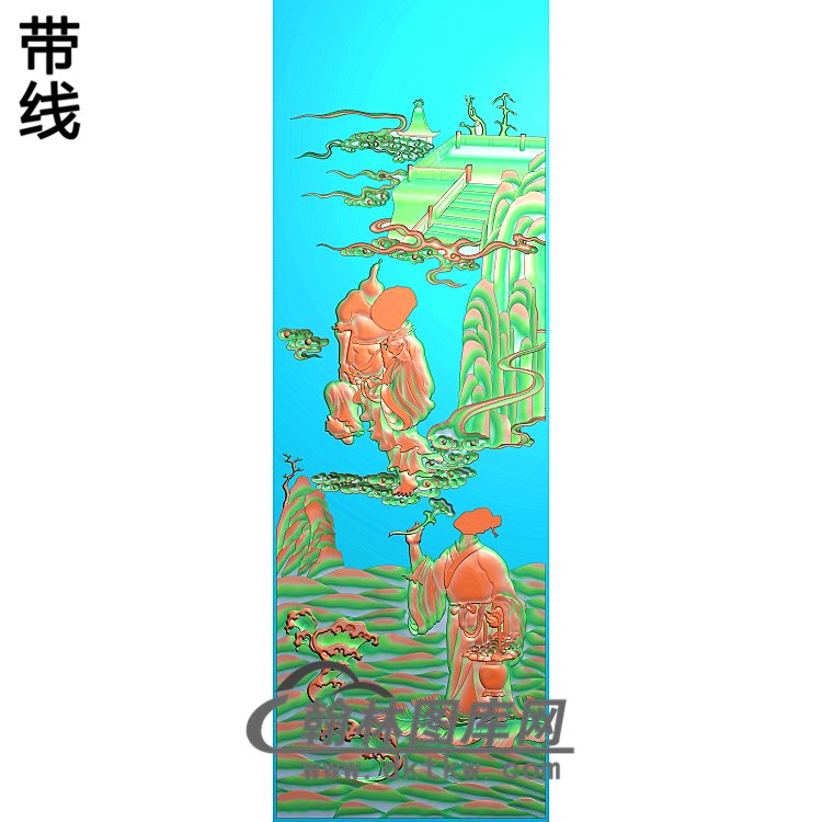 铁拐李蓝彩河精雕图(GD-421)展示