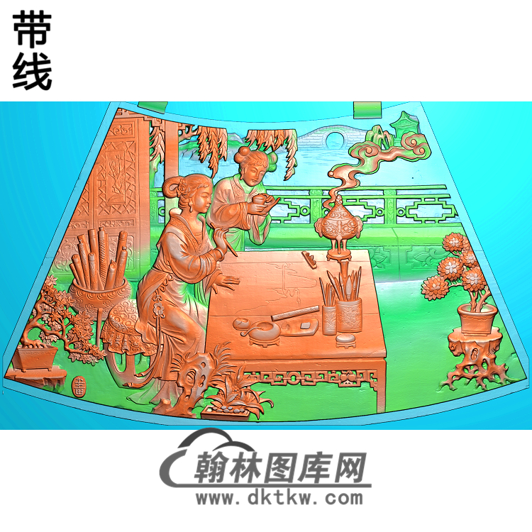 圆台面五精雕图(GD-435)展示