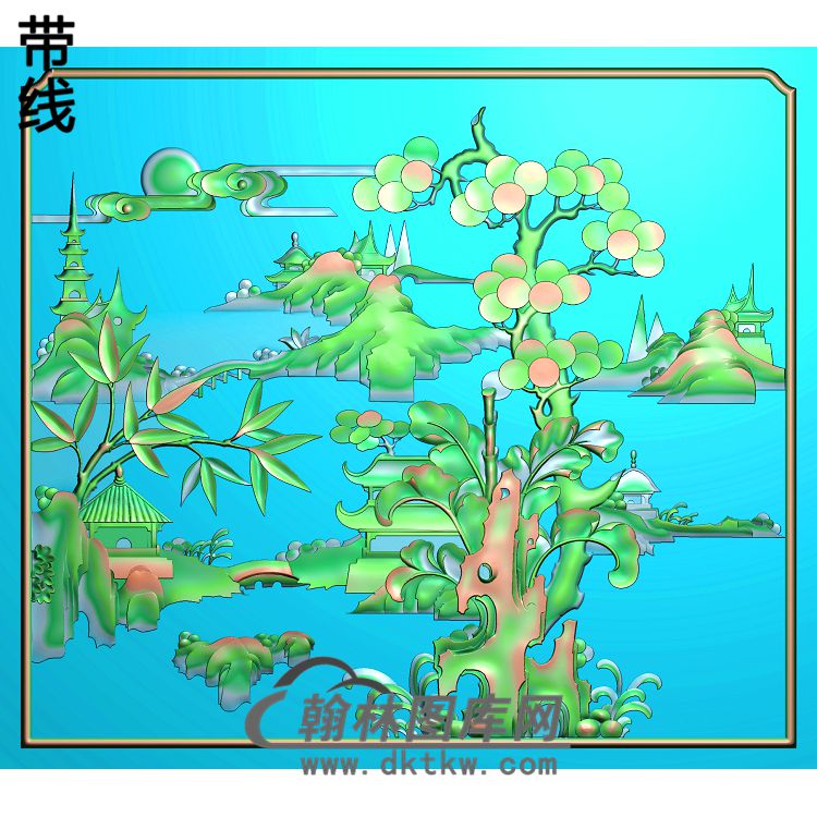 SSJZ-2241山水建筑有线精雕图（SSFJ-157）展示