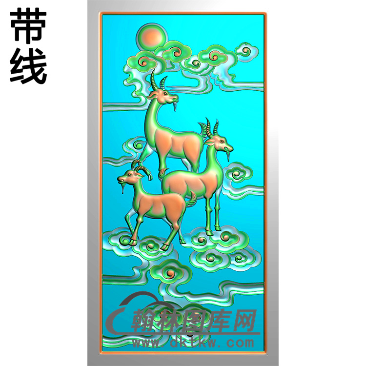 山羊云碑板精雕图（MBBB-2042）展示
