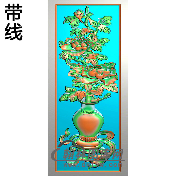 花瓶牡丹碑板精雕图（MBBB-2050）展示