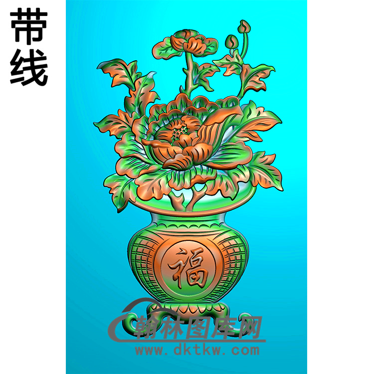 花瓶牡丹碑板精雕图 （MBBB-2060）展示