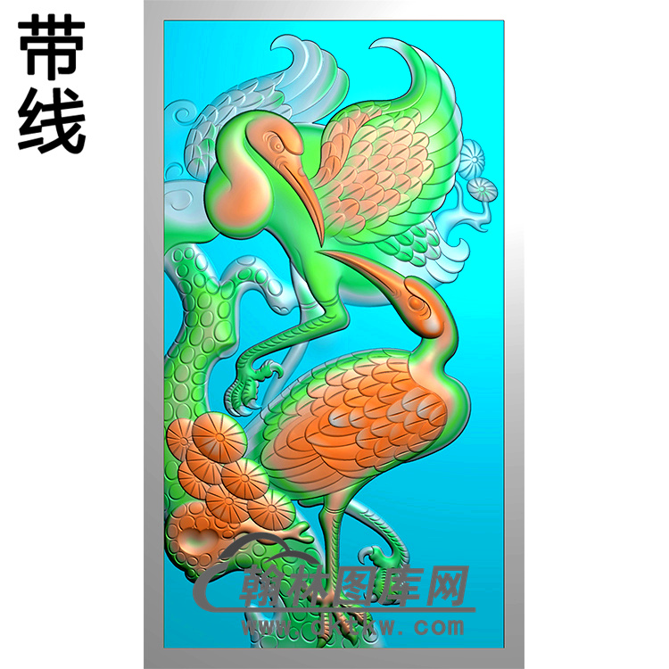 松鹤碑板精雕图（MBBB-2066）展示