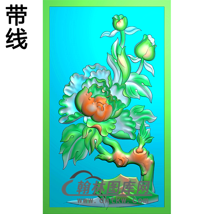 牡丹碑板精雕图（MBBB-2085）展示