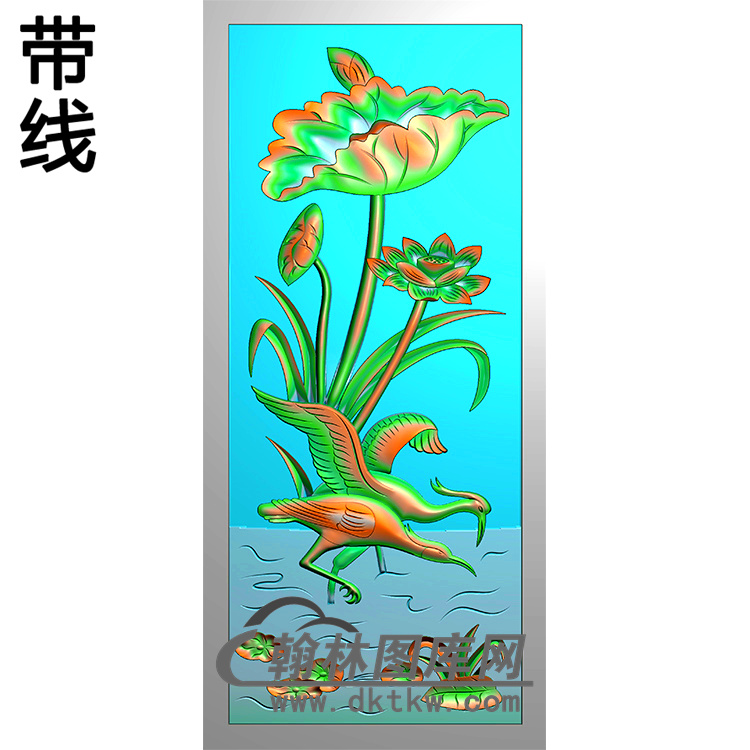 荷花鹤碑板精雕图（MBBB-2101）展示