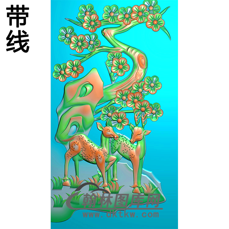 梅花鹿碑板精雕图（MBBB-2108）展示