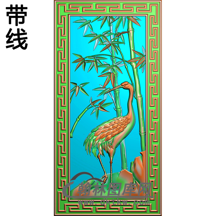 竹子鹤碑板精雕图 （MBBB-2139）展示