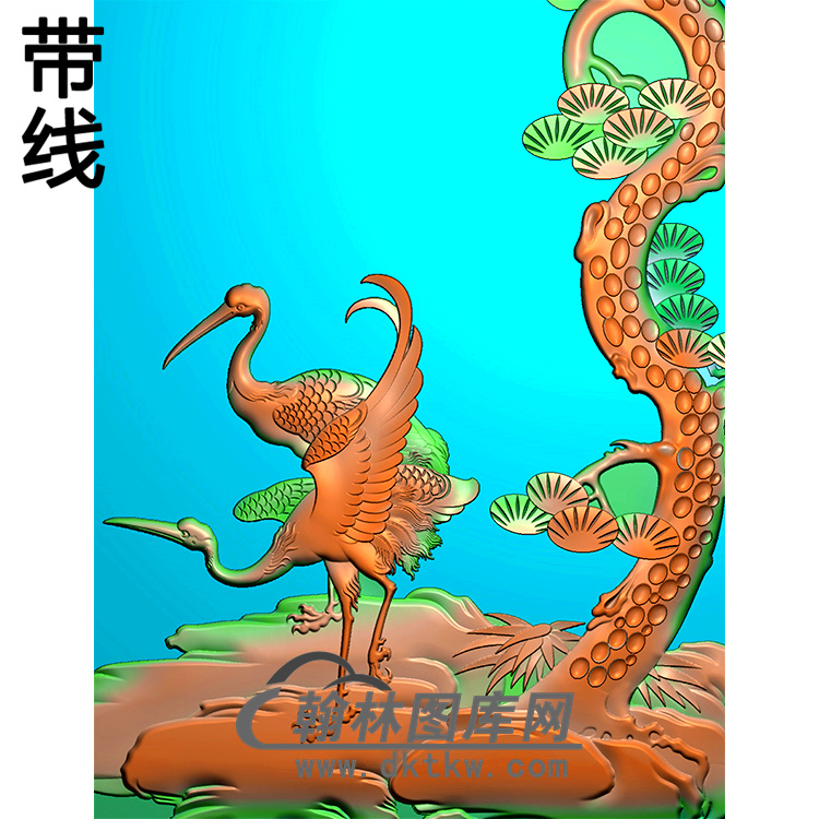 松鹤碑板精雕图（MBBB-2140）展示