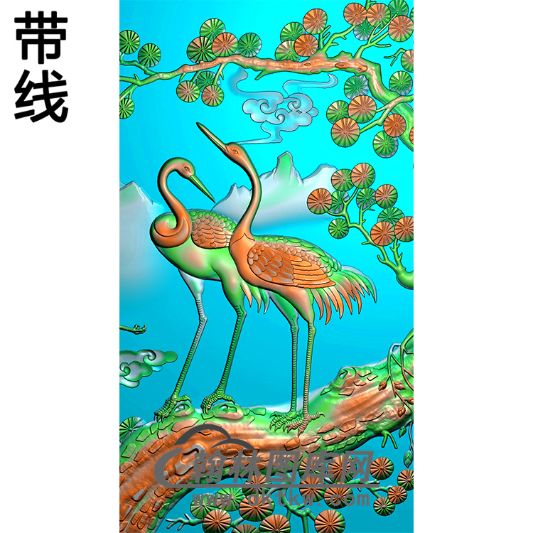 松鹤碑板精雕图（MBBB-2150）展示