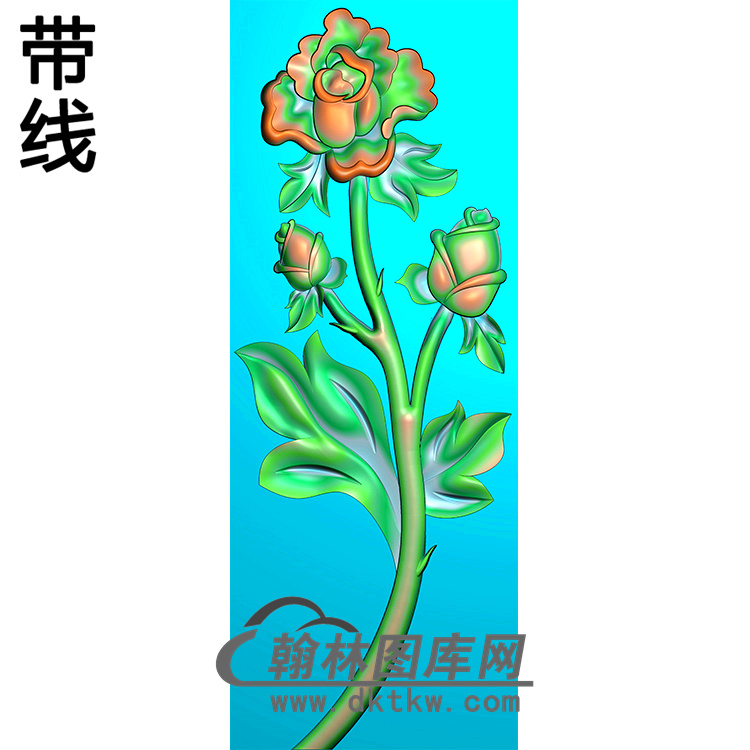 玫瑰花碑板精雕图  （MBBB-2169）展示