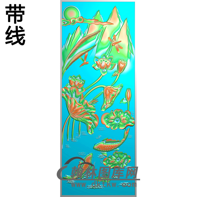 荷花鱼碑板精雕图（MBBB-2186）展示