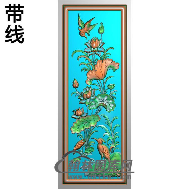 荷花鸟碑板精雕图（MBBB-2211）展示