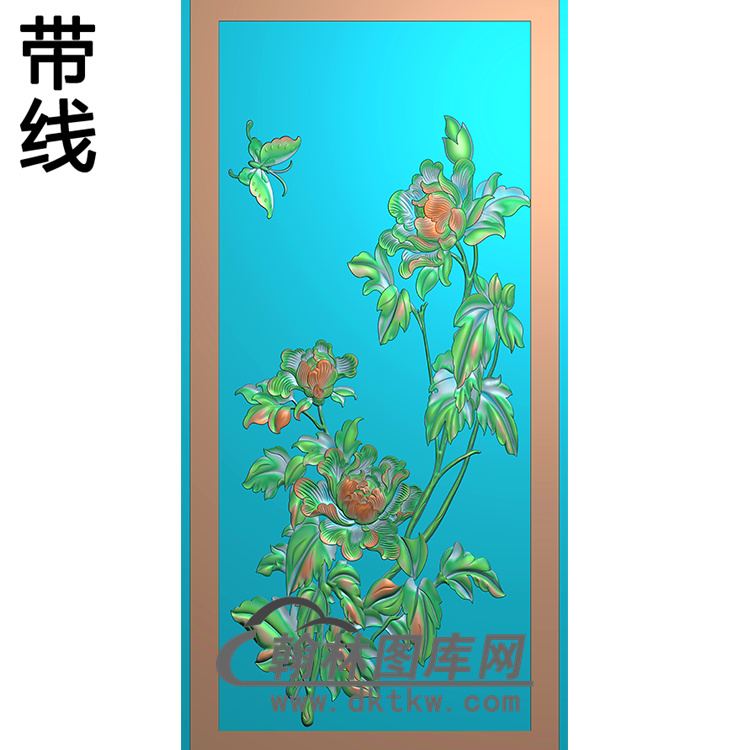 牡丹蝴蝶碑板精雕图（MBBB-2217）展示