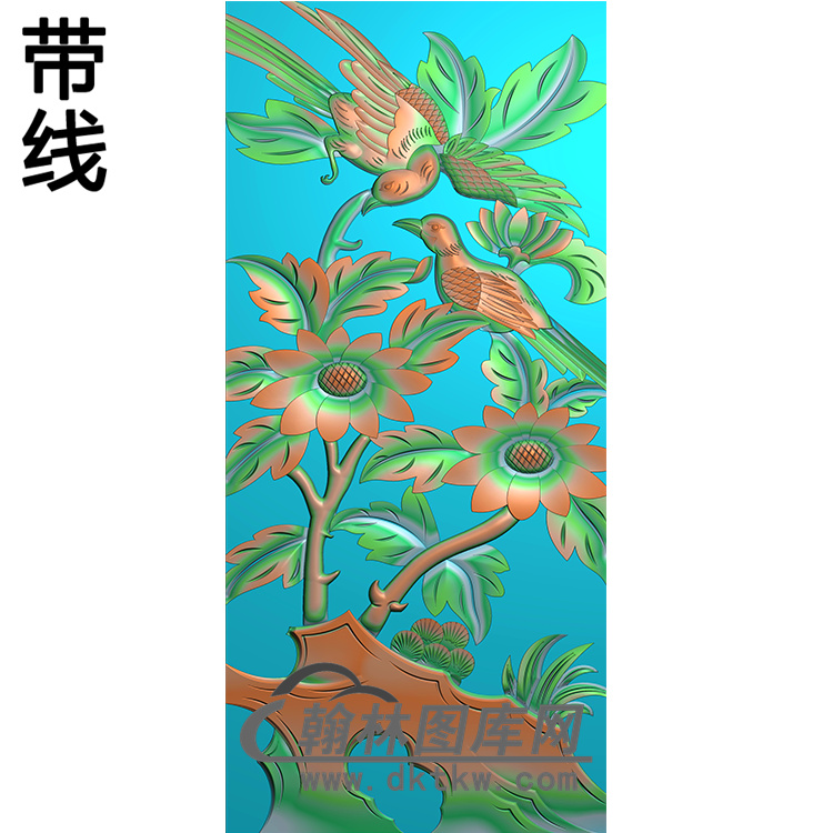 菊花鸟碑板精雕图（MBBB-2268）展示