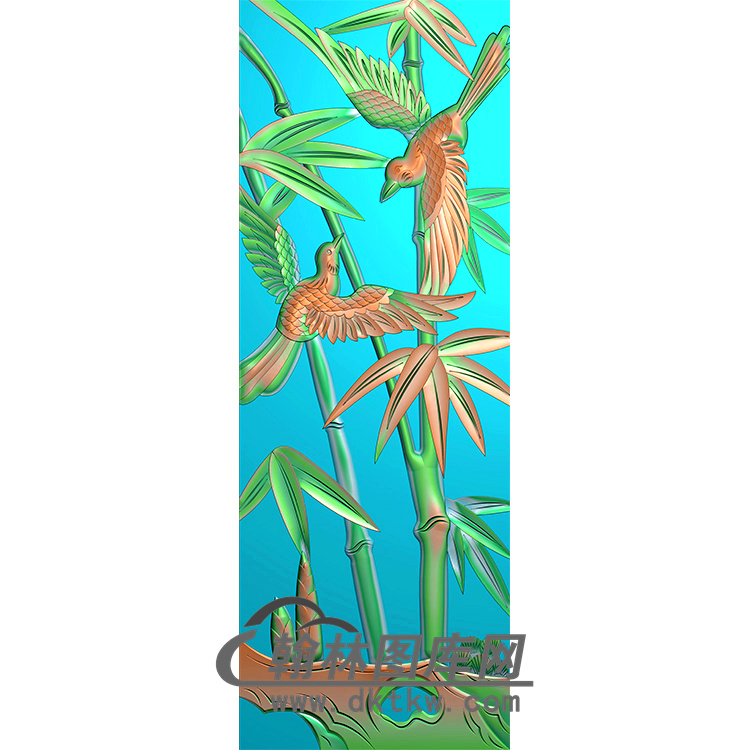 竹子鸟碑板精雕图（MBBB-2269）展示
