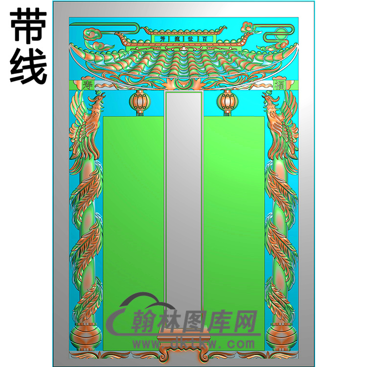 双凤立柱精雕图  （MBLZ-2381）展示