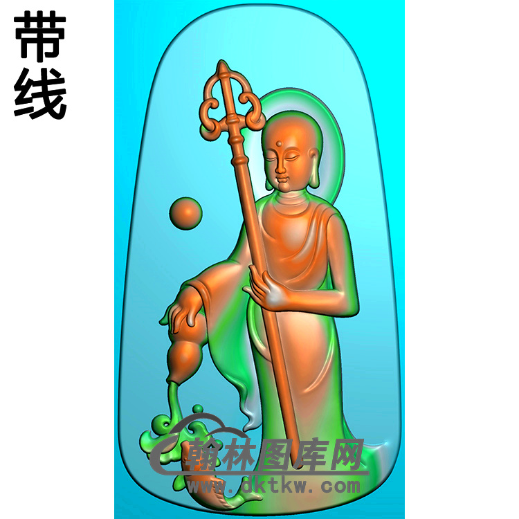 站立地藏佛挂件带线精雕图（DZW-046)展示