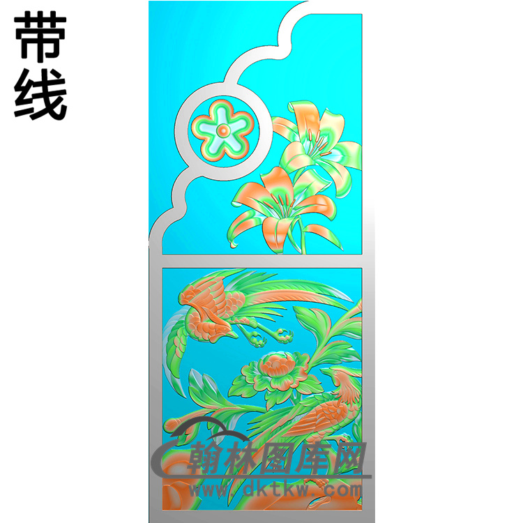 凤牡丹抱鼓精雕图(MBBG-083)展示