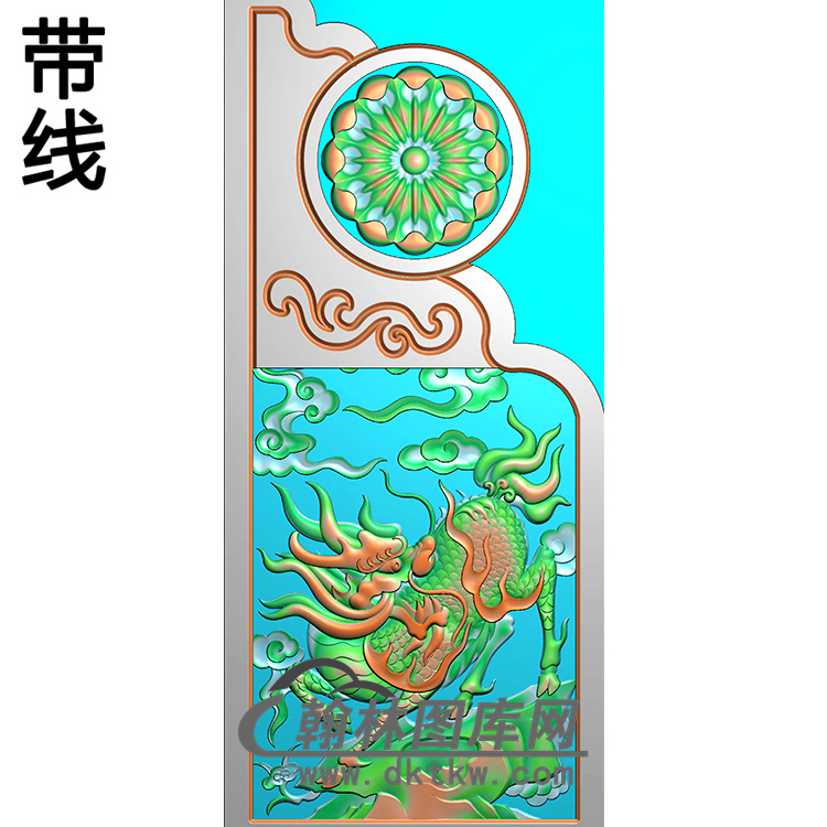 麒麟抱鼓精雕图  （MBBG-0830）展示