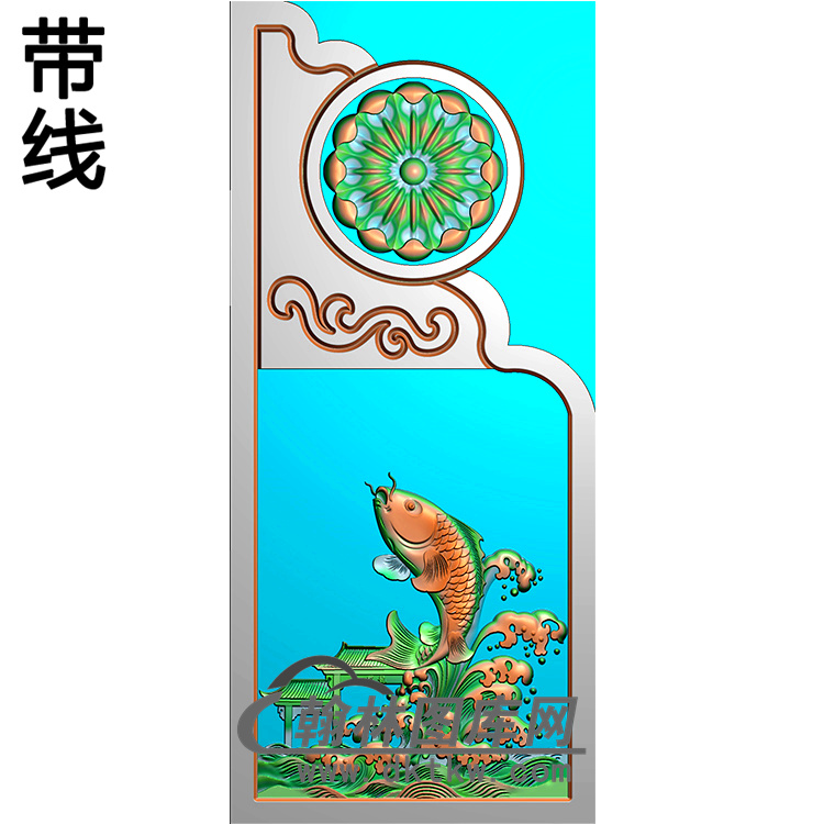 鲤鱼抱鼓精雕图  （MBBG-0837）展示