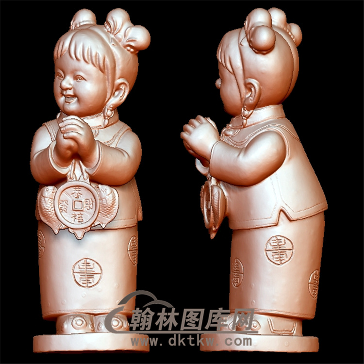 恭喜发财女童立体圆雕图(YTZ-4)展示