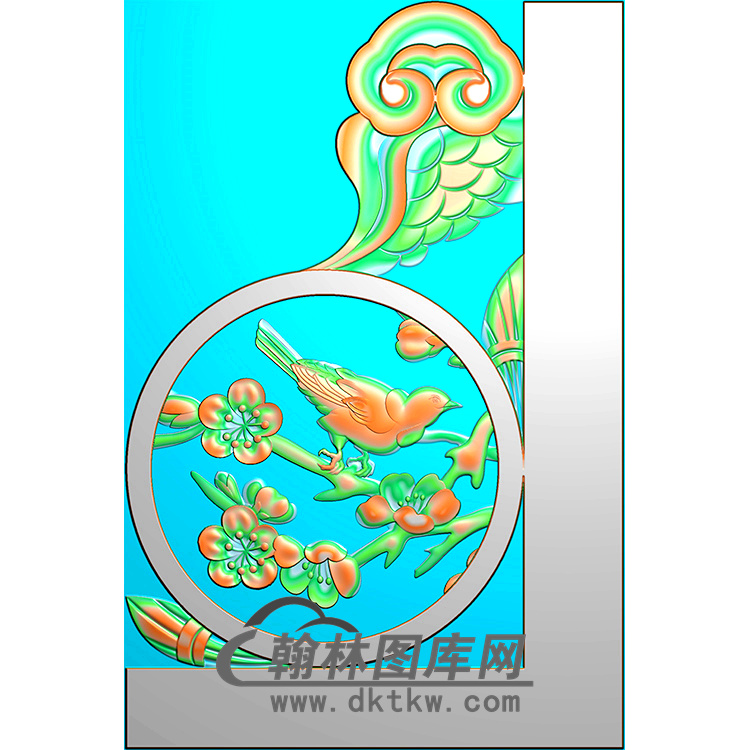梅花鸟 抱鼓精雕图（MBBG-0893）展示