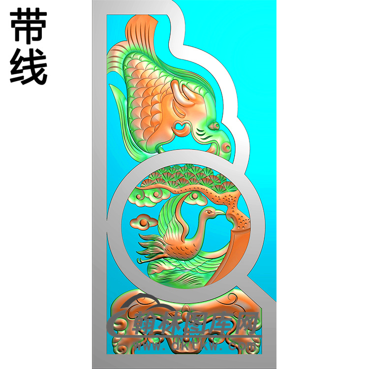 松鹤抱鼓精雕图（MBBG-0920）展示