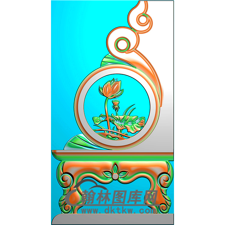 荷花抱鼓精雕图  （MBBG-1015）展示