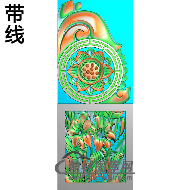 玉兰花抱鼓精雕图（MBBG-1101）展示