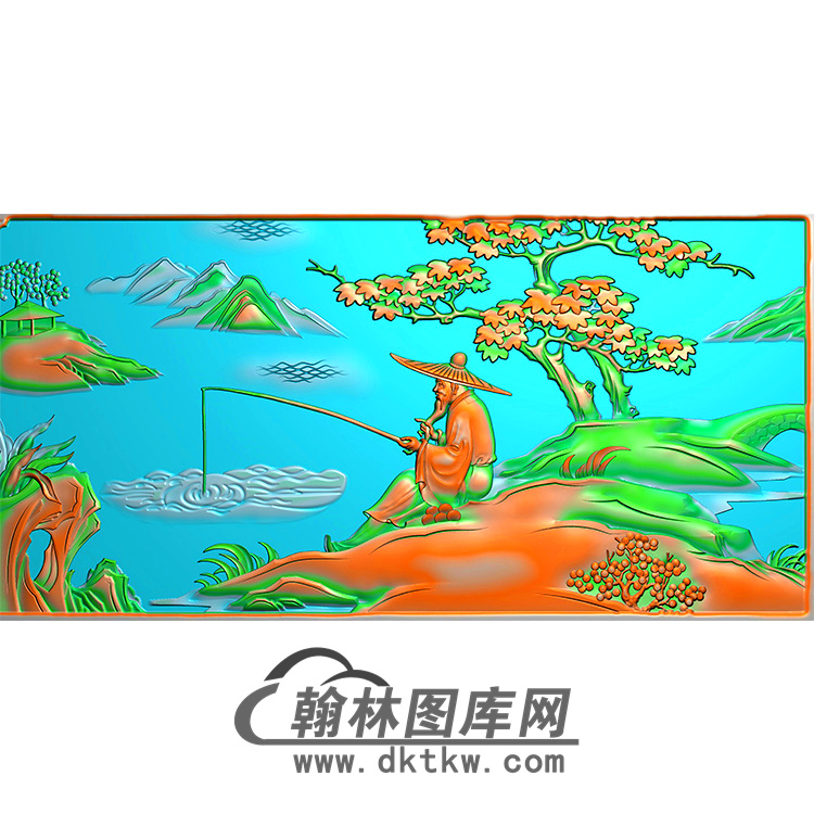 老翁钓鱼精雕图（MBSC-2475）展示