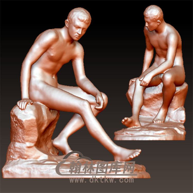 西方雕塑人物坐像立体圆雕图（YXF-130)展示