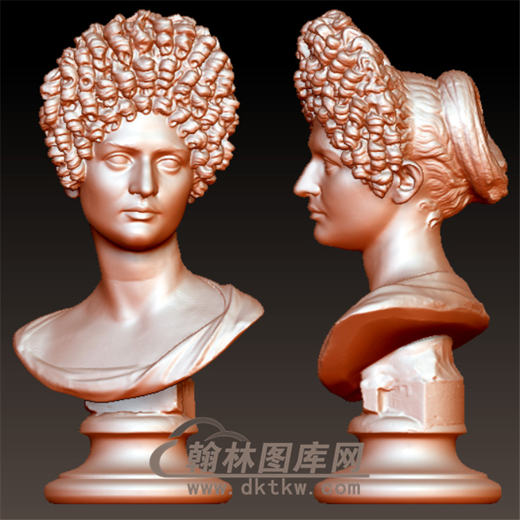 西方雕塑卷发女立体圆雕图（YXF-133)展示