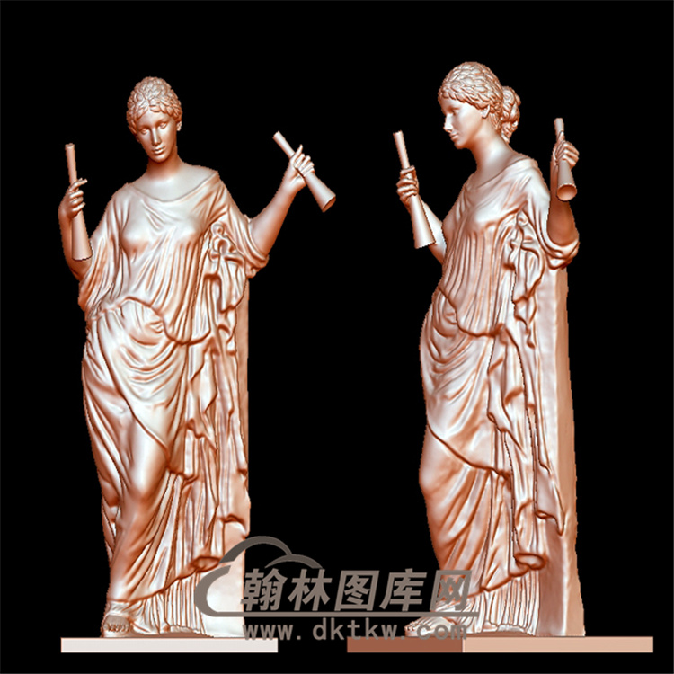 手持卷轴的女性立体圆雕图（YXF-186)展示