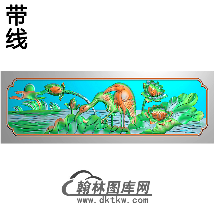 荷花鹤横梁精雕图（MBHL-1399）展示