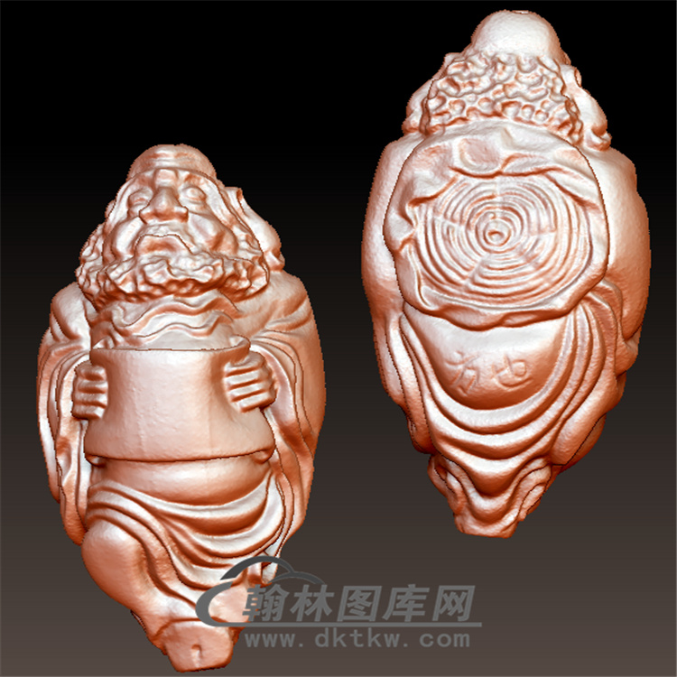 钟馗核雕看书立体圆雕图（ZK-004)展示