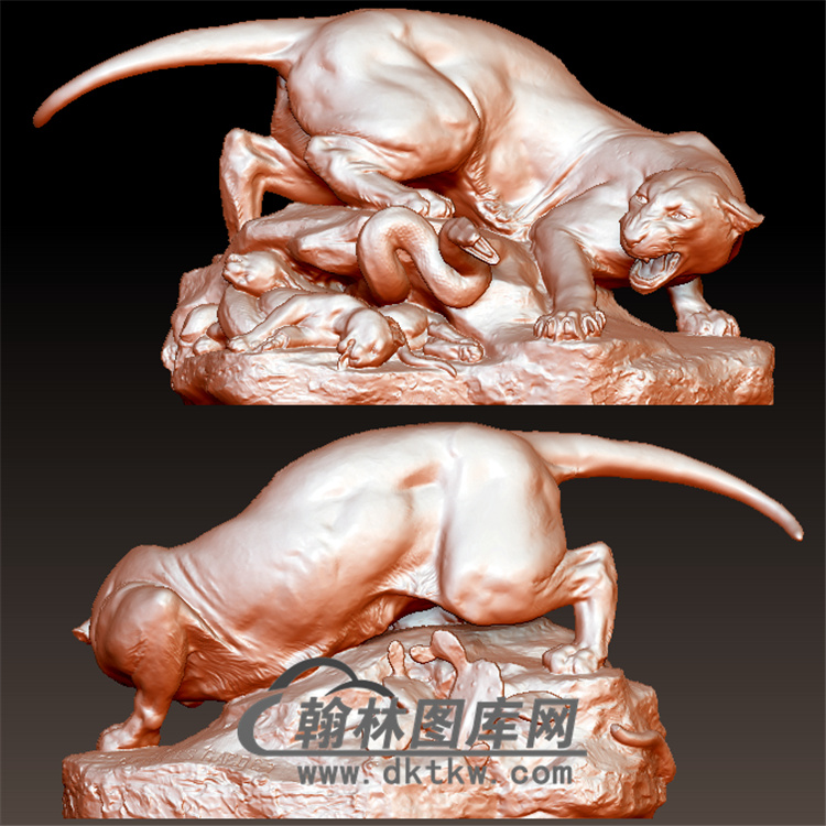 狮子蛇雕塑立体圆雕图(YSZ-026)展示